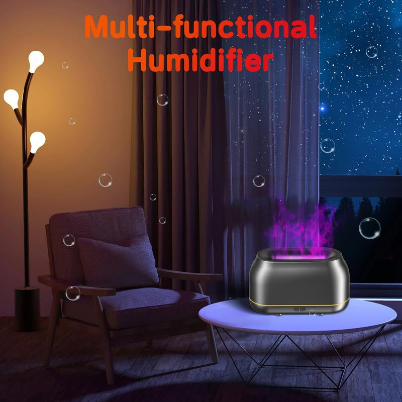 7-Color LED Flame Essential Oil Diffuser, Silent Humidifier with Auto-Off Feature, 160Ml for Home, Office & Yoga