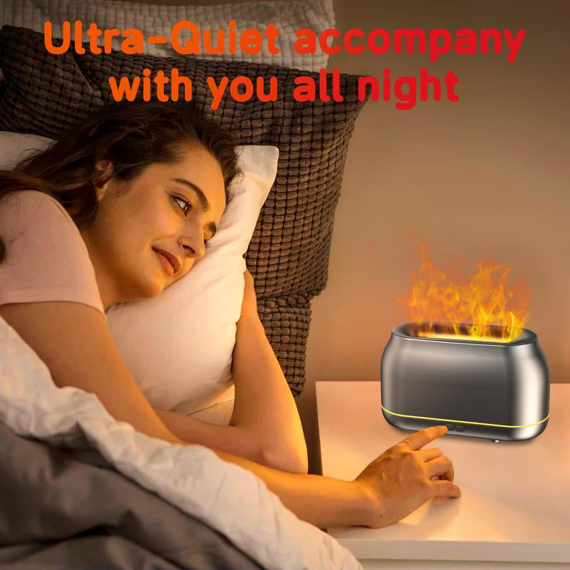 7-Color LED Flame Essential Oil Diffuser, Silent Humidifier with Auto-Off Feature, 160Ml for Home, Office & Yoga