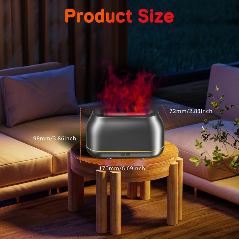 7-Color LED Flame Essential Oil Diffuser, Silent Humidifier with Auto-Off Feature, 160Ml for Home, Office & Yoga