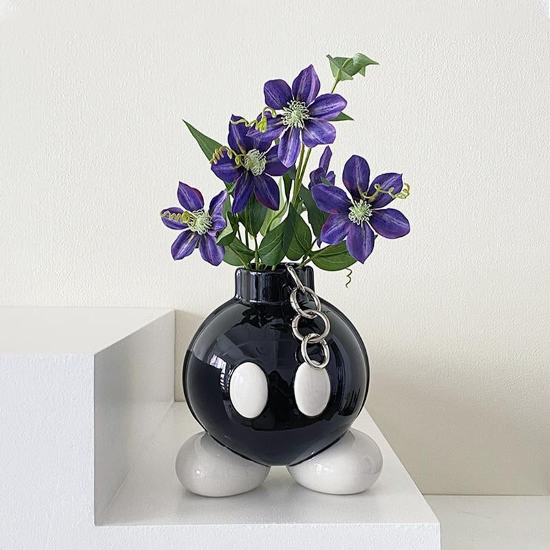 Cartoon Designed Ceramic Bouquet Vase, Creative Modern Desktop Decoration Flower Arrangement Container, Spring Home Decor Supplies, Girls Decorations, Summer Gifts